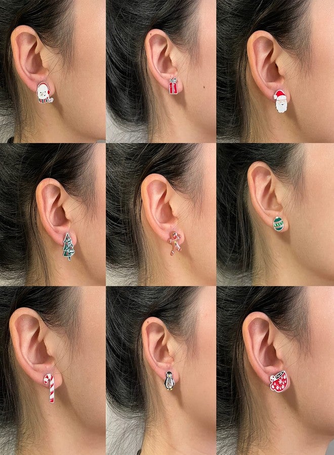 DOLLESS Christmas Stud Earrings for Women Chirstmas Tree Snowflake Bow Gift Box Santa Claus Gingerbread Earrings Set Xmas Holiday Gifts (A-12 Pairs) - Image 2